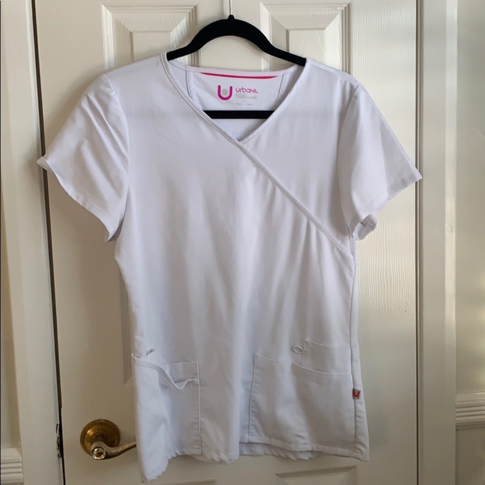 White scrub top